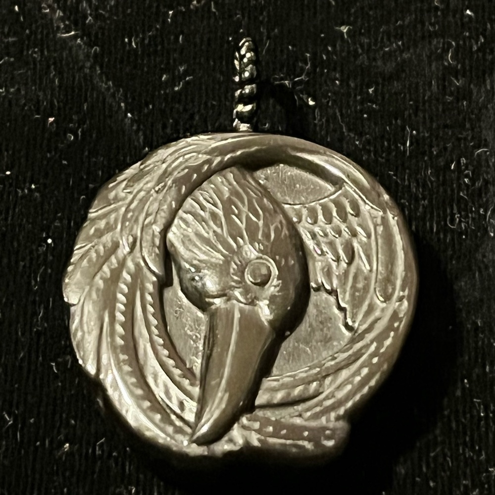 SOLD Black Obsidian Raven Pendant Like New